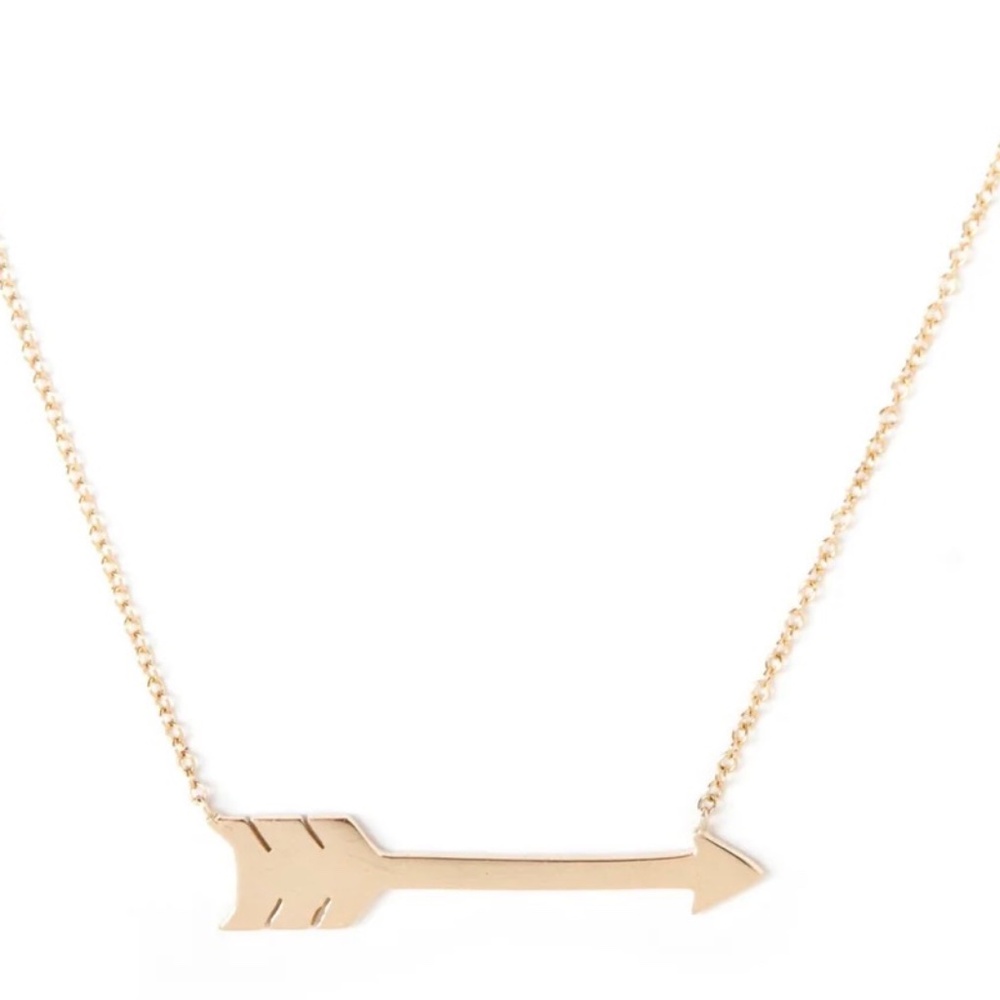 14K YELLOW GOLD ARROW NECKLACE ADJUSTABLE NWT DESIGNER EMERSON RYDER TRENDY